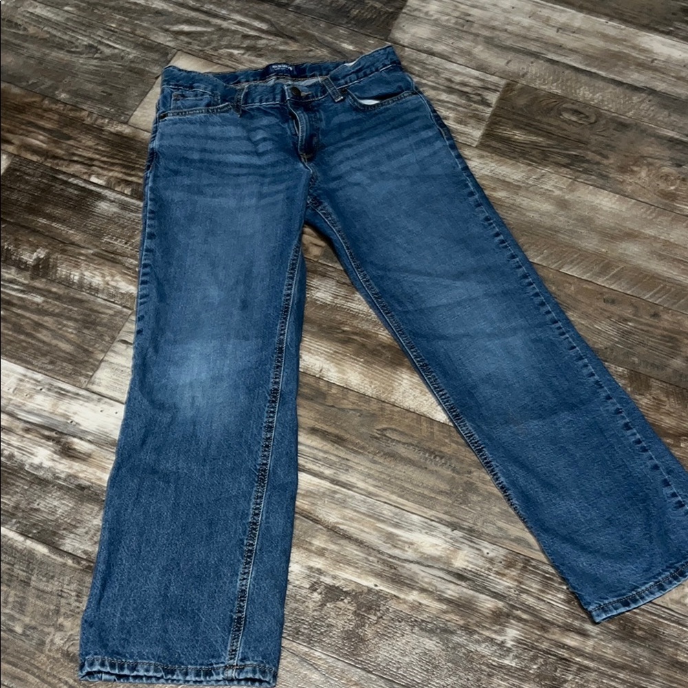 Old Navy Blue Denim Straight-Leg Jeans with Vintage Fading
